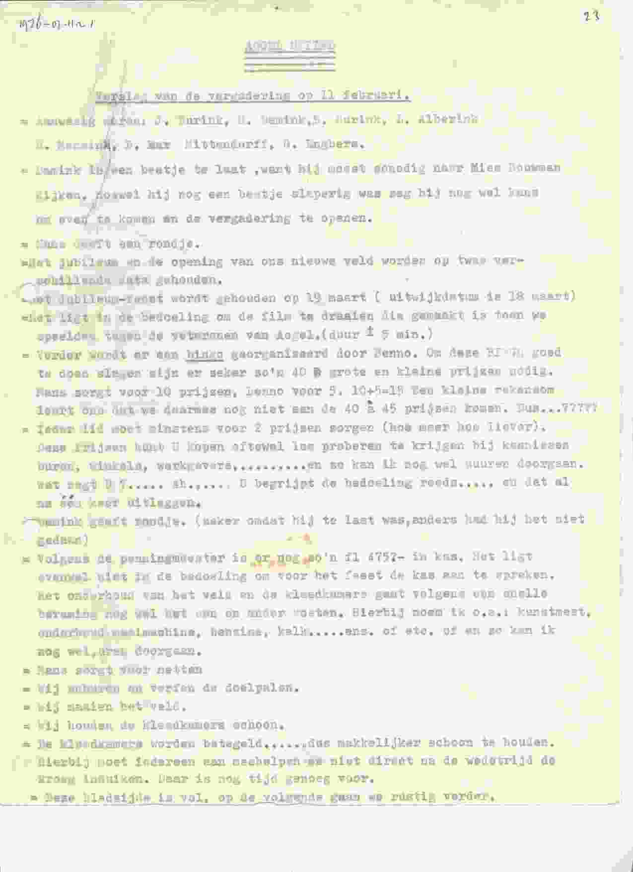 Notulen van de vergadering op 1976-02-11