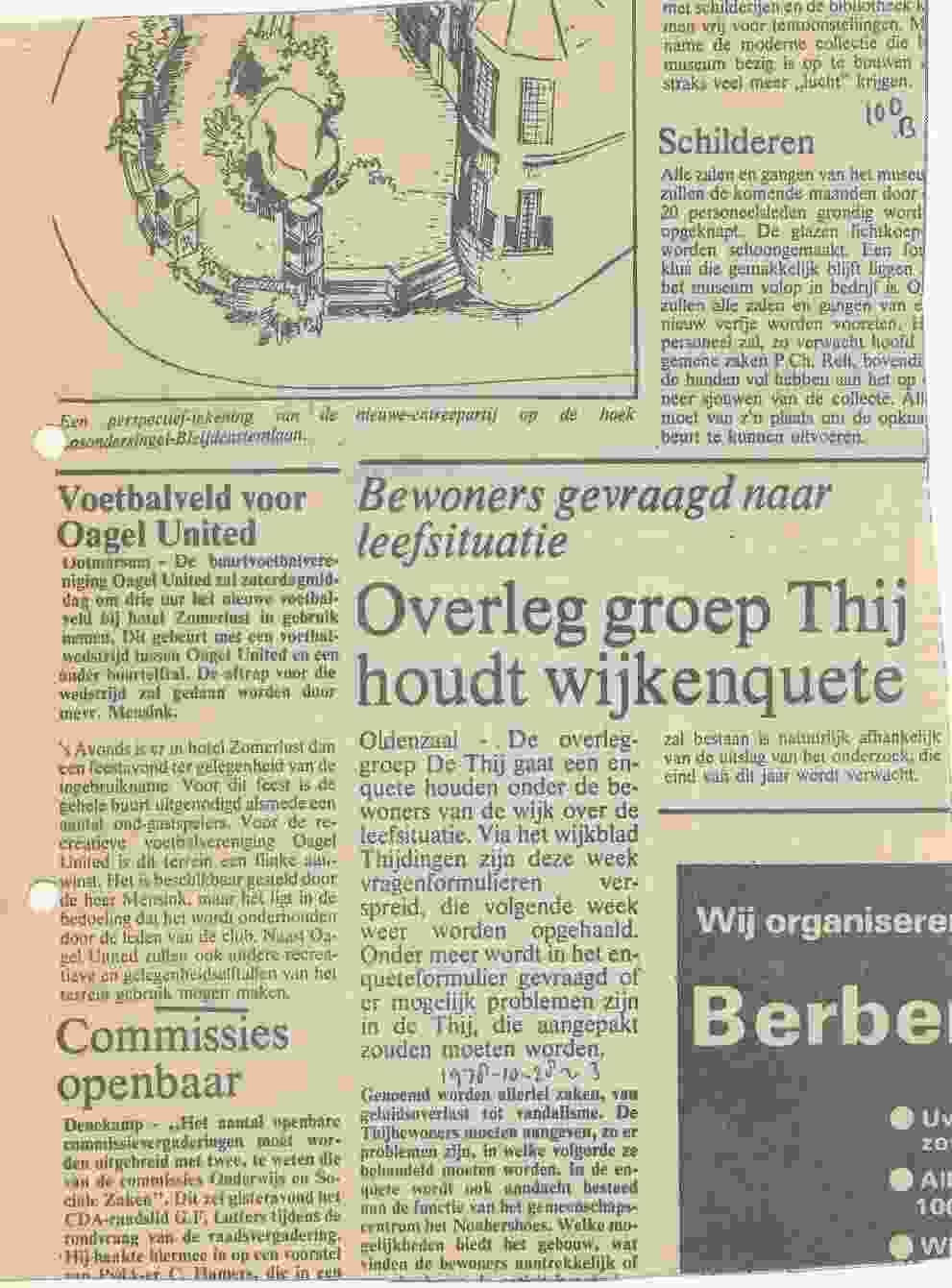 Krantenartikelen bij opening nieuw veld op 1978-10-28