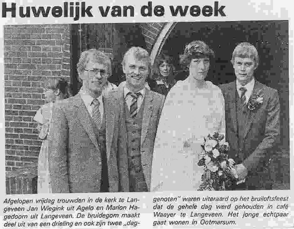Huwelijk van de week op 1981-05-29