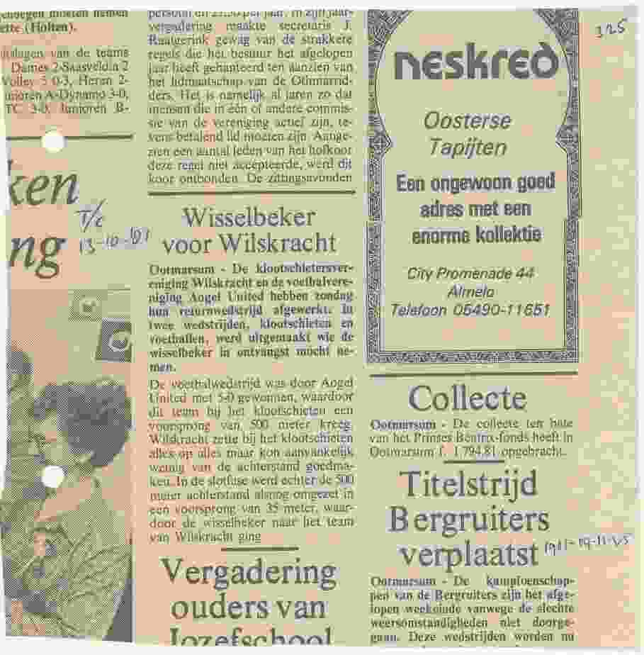 Krantenknipsels bij wedstrijd tegen KV Wilskracht op 1981-09-11