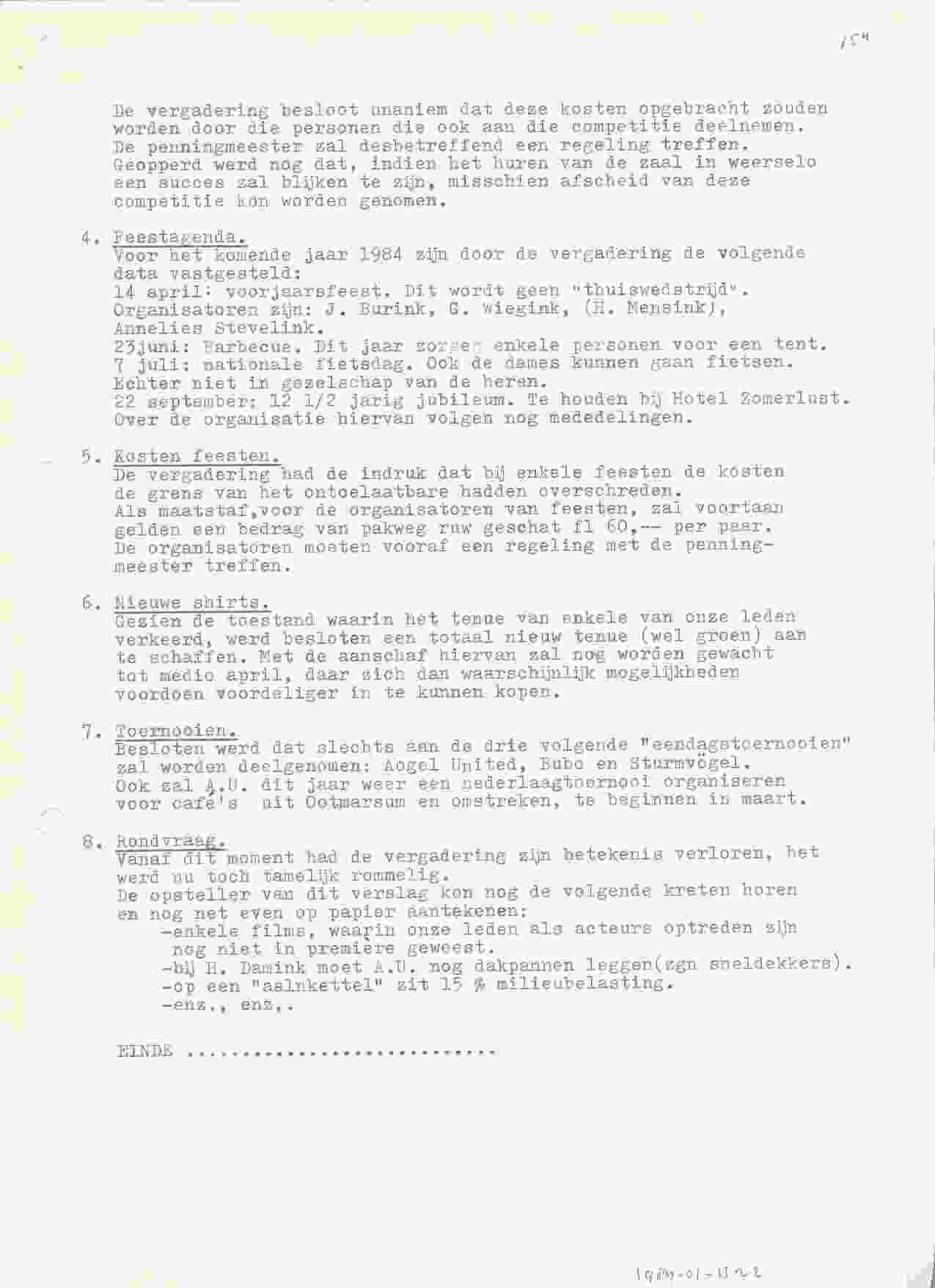 Notulen van de vergadering op 1984-01-13