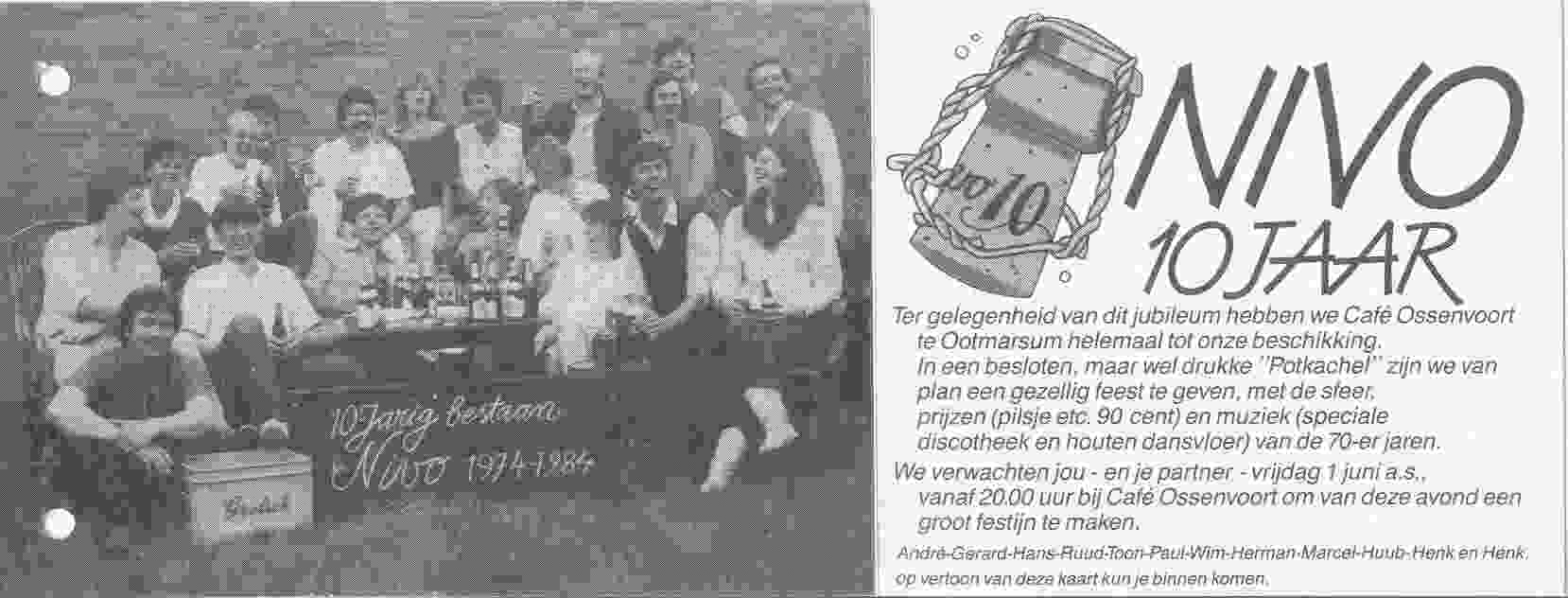 Uitnodiging feestavond van NIVO op 1984-06-01