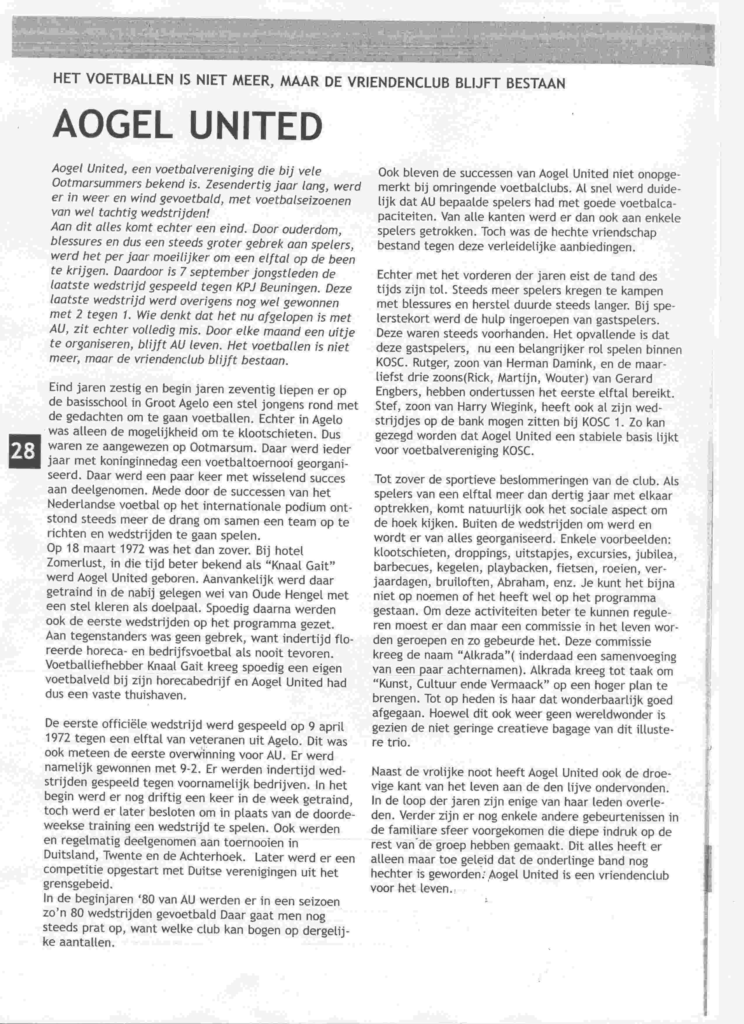 Artikel over Aogel United in KOSC-proat op 2009-01-01